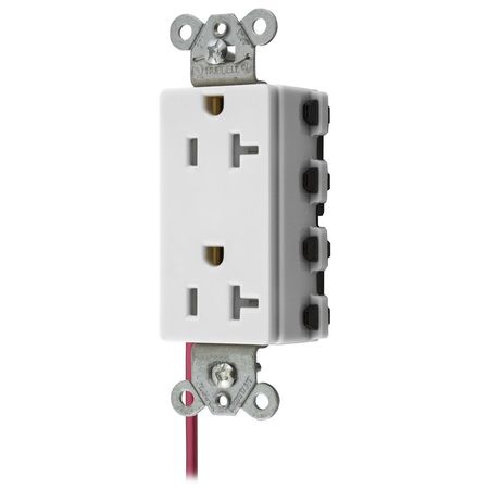 HUBBELL WIRING DEVICE-KELLEMS Straight Blade Devices, Receptacles, Style Line Decorator Duplex, SNAPConnect, Tamper Resistant, Split Circuit, 20A 125V, 5-20R SNAP2162WSCTRA